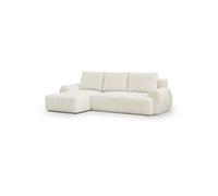 Canapé d angle gauche con ible 4 5 places MILO Tissu bouclette clair Coffre de rangeme