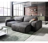 Canapé d’angle Lanzo 230x155 cm similicuir vintage anthracite méridienne réversible