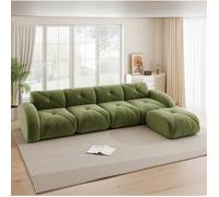 Canapé d’angle modulable 4 places en chenille vert - TCQPZ - sans montage grand format 358×171×76 cm