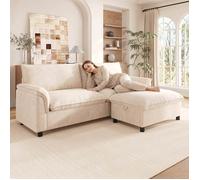 Canapé d’angle nuage modulable 216x77x82 cm, canapé moderne, rangement, assise profonde, pouf mobile, haut dossier, beige, chenille