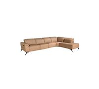 Canapé d´angle relax modulaire droit en cuir marron 6280, 376 x 240 x 104 cm -