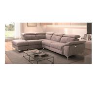 Canapé d'angle 1 relax électrique avec coffre couleur Gris clair angle à gauche - Longueur 273 x Profondeur 212 x Hauteur 78-99 cm