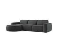 Canapé d'angle 2,5 places modulaire droit en tissu texturé - OMAO