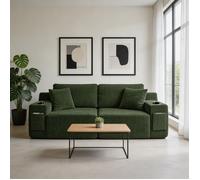 Canapé d'angle 2 places - W3358P436001 - Tissu corde vert - Convertible fauteuil relax / canapé-lit - Poche latérale & porte-gobelet