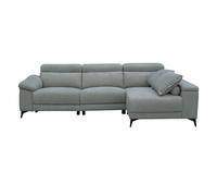 Canapé d'angle 3 places avec relax et méridienne en tissu coloris gris - Longueur 293 x profondeur 90 x hauteur 100 cm