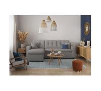 Canapé d'angle 3 places convertible réversible MARIUS en tissu - Gris clair - L220 x P146 x H84cm - LOUNGITUDE