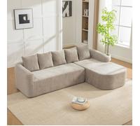 Canapé d'angle 3 Places en Chenille, Canapé Modulaire avec Méridienne gauche, Sans montage, 270x99x63cm, Gris