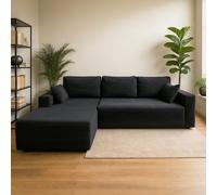 Concept Usine Canapé d'angle Hove 3 places en velours côtelé gris anthracite