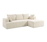 Canapé d'angle 3 places - HOMCOM - canapé-lit avec méridienne - assise et accoudoirs larges - chenille - 256 x 158 x 85 cm - beige
