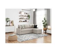 Canapé d'angle 3 places MARIA réversible, convertible avec coffre en tissu - Beige - L227 x P146 x H81cm - LOUNGITUDE