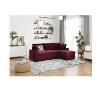 Canapé d'angle 3 places MARIA réversible et convertible avec coffre en velours - Bordeaux - L227 x P146 x H81cm - LOUNGITUDE
