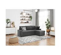 LOUNGITUDE Canapé d'angle Maria réversible et Convertible avec Coffre en Velours