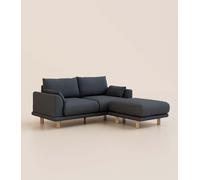 Canapé d'angle 3 places - Tissu Bleu - Design et confortable - Fabriqué en France - Tediber