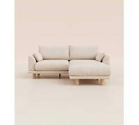 Canapé d'angle 3 places - Tissu Écru - Design et confortable - Fabriqué en France - Tediber