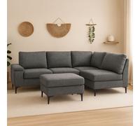 Concept Usine Canapé d'angle Colchester 4-5 places tissu chenille gris anthracite avec pouf
