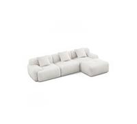 Concept Usine – Canapé d'angle Sheffield 5-6 places méridienne modulable velours côtelé beige