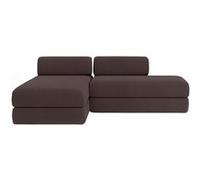 Canapé d'angle 5 places - 2 modules convertibles : Canapé 2 places + Méridienne - Velours côtelé Marron Marron