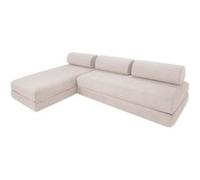 Canapé d'angle 6 places - 2 modules convertibles : Canapé 3 places + Méridienne - Tissu extérieur Beige clair Gris