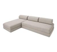 Canapé d'angle 6 places - 2 modules convertibles : Canapé 3 places + Méridienne - Tissu extérieur Gris Beige clair