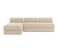 Canapé d'angle 6 places - 2 modules convertibles : Canapé 3 places + Méridienne - Velours côtelé Beige Beige