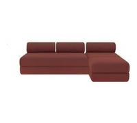 Canapé d'angle 6 places - 3 modules convertibles : Canapé 3 places + Fauteuil + Pouf - Velours côtelé Rouge Rouge