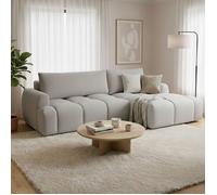 Canapé d'angle à droite convertible en tissu texturé gris - ZEPHYR