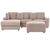 Canapé d'Angle à Droite Moderne avec Pouf Ottoman en Tissu Taupe Kohlo