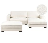 Canapé d'Angle à Gauche avec Pouf Moderne en Bouclé Repose-pieds Ottoman Do