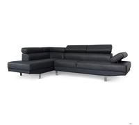 Canapé d'angle Alfa Noir - MENZZO - Fixe - 163 cm - 5 personnes - Moelleux
