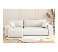 Canapé d'angle ALYA convertible et réversible 4 places en tissu bouclette - Blanc