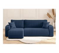Canapé d'angle ALYA convertible et réversible 4 places en velours cotelé - Bleu foncé