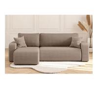 Canapé d'angle ALYA convertible et réversible 4 places en velours cotelé - Taupe