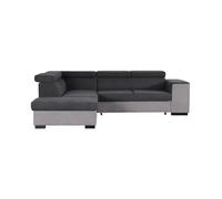 Canapé d'angle gauche convertible + coffre 5 places - Tissu gris - L 271 x P 220 x H 77 cm - ARMSTRONG - Fabriqué en Ukraine