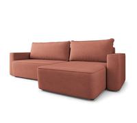 Canapé d'angle BELARO, Canape Convertible - Angle - 4 places - 280x162x95 cm - Tissu velours CASTEL 55 - Rouge