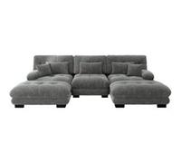 Canapé d'angle, canapé nuage en U, UWOT, canapé-lit convertible avec repose-pieds, gris Gris