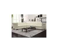 vidaXL Chesterfield - Canapé d'angle 6 places - Blanc