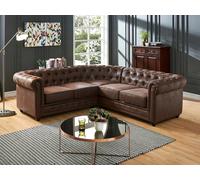Canapé d'angle CHESTERFIELD en microfibre aspect cuir vieilli
