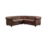 Vente-unique - Canapé d'angle Chesterfield en Microfibre Aspect Cuir Vieilli