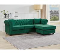 Canapé d'angle chesterfield réversible en velours vert TOLEDO