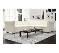 Canapé D'angle Chesterfield 5 Plc Cuir Artificiel Blanc