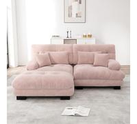 Canapé d'angle Cloud en chenille, salon, rose, 220.00 x 145.00 x 81.00 cm