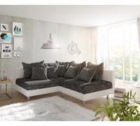 Canapé d'angle Clovis blanc noir ottoman gauche canapé module