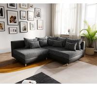 Canapé-d'angle Clovis noir ottoman droit canapé modulaire extensible