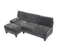 Canapé d'Angle Convertible 3 Places avec Ottoman Repose-Pieds, pour Salon et Chambre - 194x118x81 cm - Gris