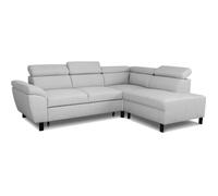 Canapé d'angle convertible - 4 personnes - STAN - Tissu Souris - 3 tétières - Réversible - 243 x 92 x 184 cm