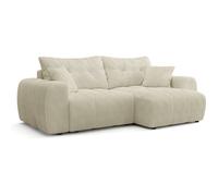 Generique Canapé d'angle convertible BRANDON 4 places Tissu crème 242 x 144 x 86 cm