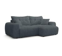 Canapé d'angle convertible - 4 places - BRANDON - Velours côtelé Gris anthracite - 242 x 144 x 86 cm