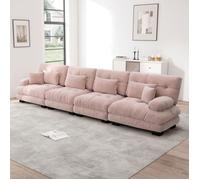 Canapé d'angle convertible 4 places, style vintage en chenille, modulable avec assise profonde
