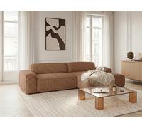Canapé d'angle convertible avance-recule électrique ABEL tissu chiné orange angle droit BOBOCHIC 3 places Angle droit Orange