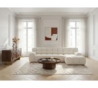 Canapé d'angle convertible avance-recule électrique ANDRE tissu texturé blanc angle droit BOBOCHIC 3 places Angle droit Blanc